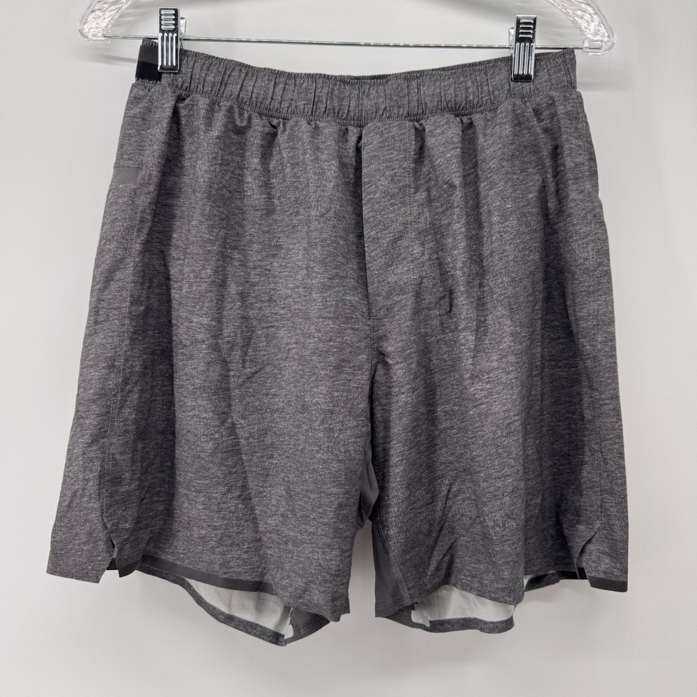 Lululemon Athletic Shorts Mens M Gray Heathered Lined Zipper Pocket 6.5" Inseam